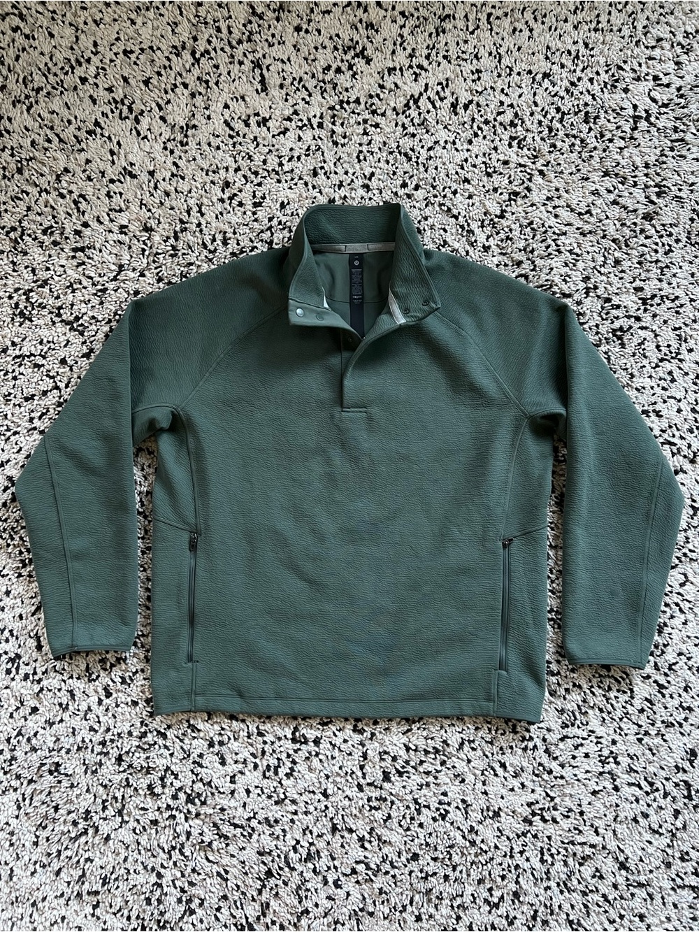 Lululemon Textured Spacer Anorak Pullover Snap Button Dark Green LM3EX9S Men’s L